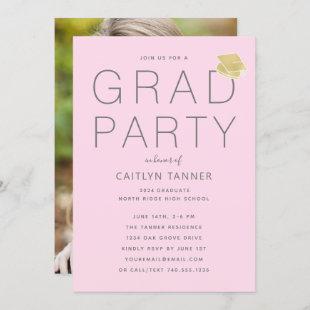 Blush Pink Photo Graduation Party Invitation