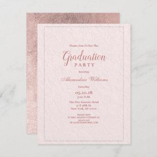 Blush pink rose gold floral lace Graduation Party Invitation