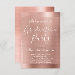 Blush Pink - Rose Gold Modern Graduation Party Invitation