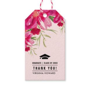 Blush Pink Watercolor Floral Graduation Thank You  Gift Tags