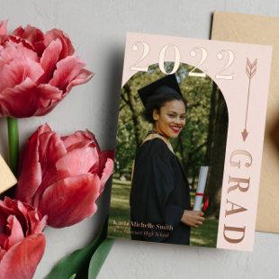 Blush Rose Gold Arch & Arrow Graduation Foil Invitation