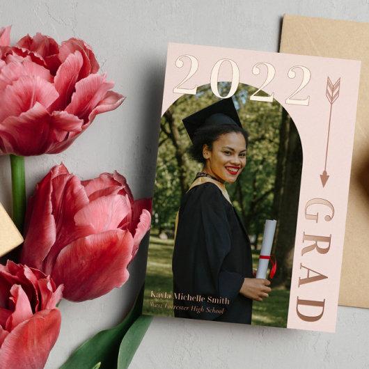 Blush Rose Gold Arch & Arrow Graduation Foil Invitation