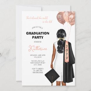 Blush She Believed Girl Graduation Party Invitation