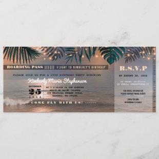 Boarding Pass Birthday Ticket | Beach Sunset Invitation