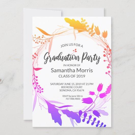 Bohemian Flower Wreath Graduation Party Invitation