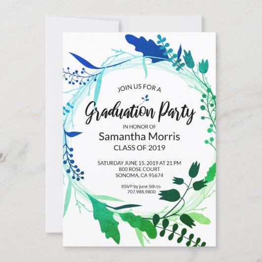 Bohemian Graduation Floral Wreath Party Invitation