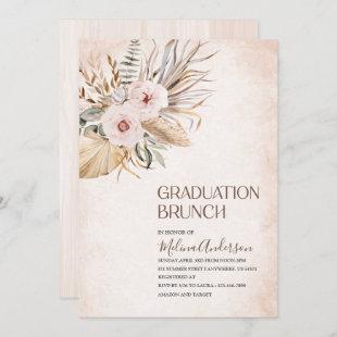 Boho  Beige Flowesr  watercolor graduation brunch Invitation
