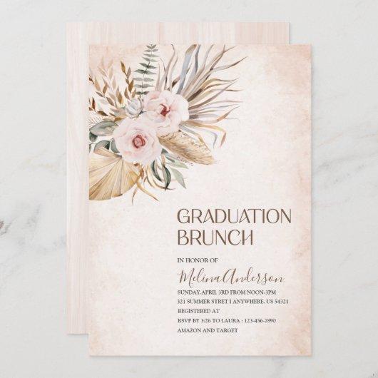 Boho  Beige Flowesr  watercolor graduation brunch Invitation