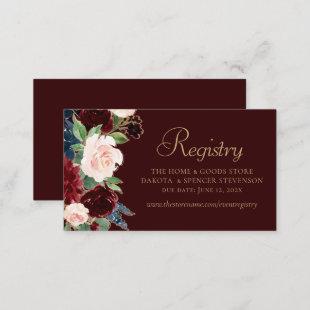 Boho Bloom | Dark Burgundy Marsala Red Registry Enclosure Card