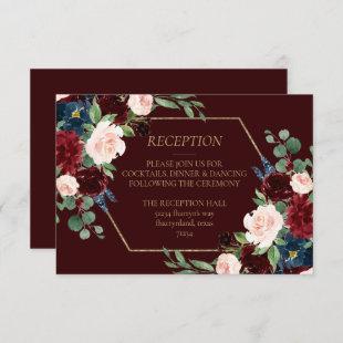 Boho Bloom | Dark Elegant Red Blush and Navy Blue Enclosure Card