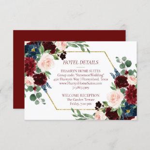 Boho Bloom | Elegant Burgundy Floral Accommodation Enclosure Card