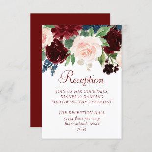 Boho Bloom | Elegant Marsala Red Floral Gold Frame Enclosure Card