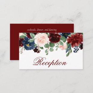 Boho Bloom | Elegant Marsala Red Garland Reception Enclosure Card