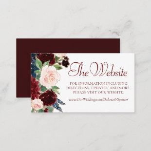 Boho Bloom | Elegant Red Burgundy Marsala Website Enclosure Card