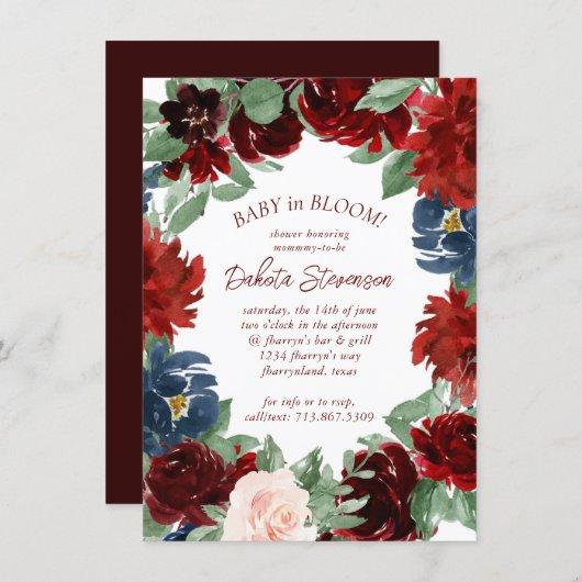 Boho Bloom | Elegant Red Floral Wreath Graduation Invitation