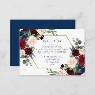 Boho Blooms | Rustic Navy and Burgundy Bouquet Enclosure Card