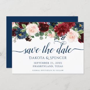 Boho Blooms | Rustic Navy and Burgundy Garland Save The Date