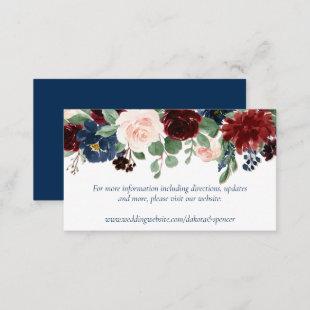 Boho Blooms | Rustic Navy and Burgundy Website Enclosure Card