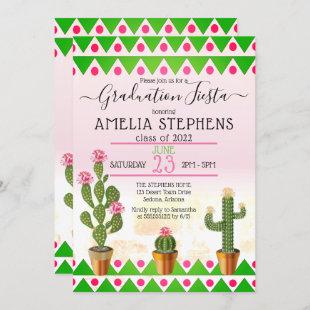 Boho Chic Cactus Fiesta Graduation Party Invitation