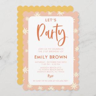 Boho Daisy Let's Party Any Age or Event Invitation