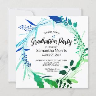 Boho Floral Wreath Graduation Party Invitation