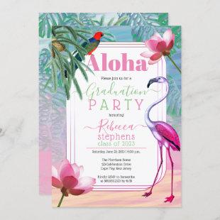Boho Tropical Beach Watercolor Graduation Party Invitation
