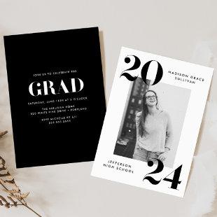 Bold Class of 2024 Black Photo Graduation Party Invitation