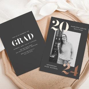 Bold Class of 2024 Gray Photo Graduation Foil Invitation