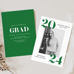 Bold Class of 2024 Green Photo Graduation Party Invitation