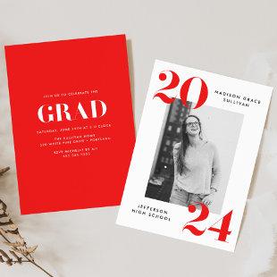 Bold Class of 2024 Red Photo Graduation Party Invitation