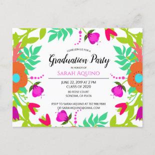 Bold Floral Edged Graduation Party Invitation Postcard