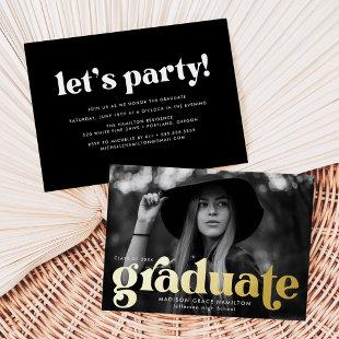 Bold Gold Typography Graduation Party Foil Invitation