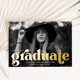 Bold Gold Typography Photo Graduation Announcement