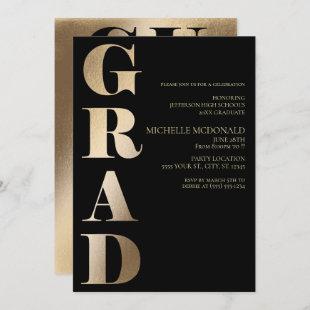 Bold Grad, Gold Foil Graduation Party Invitation