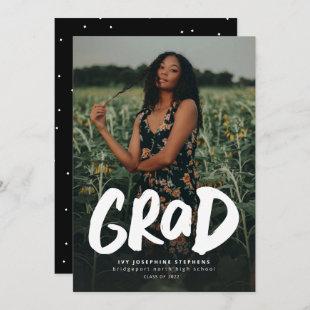 Bold grad modern trendy one photo graduation announcement