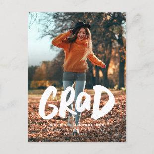 Bold grad photo graduation postcard invitation