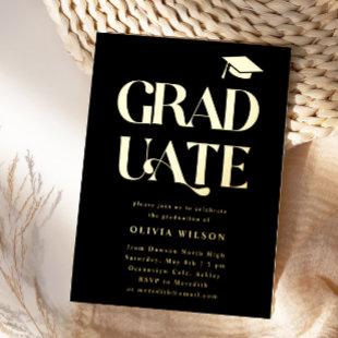 Bold Graduate Graduation Party Black Foil Invitation