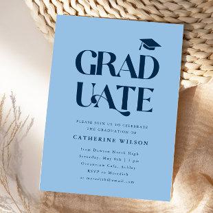 Bold Graduate Graduation Party Photo Blue Invitation