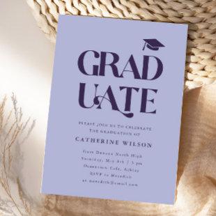 Bold Graduate Graduation Party Photo Purple Invitation