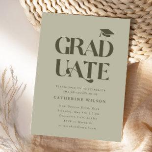 Bold Graduate Graduation Party Photo Sage Invitation