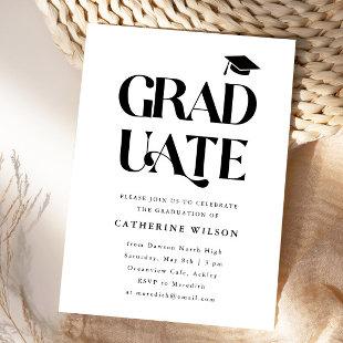 Bold Graduate Graduation Party Photo White Invitation