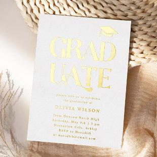 Bold Graduate Graduation Party White Foil Invitation