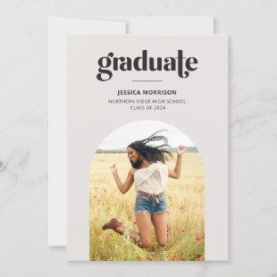 Bold Graduate Neutral Gray Photo Graduation Party Invitation