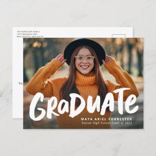 Bold graduate photo graduation postcard invitation