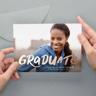 Bold graduate simple cool two photo graduation foil invitation