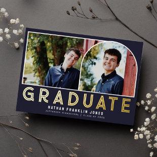 Bold Graduation Arch Photo Foil Invitation