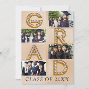 Bold Modern Gold Photo Collage Graduation Class of Announcement