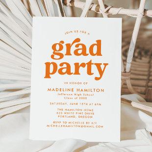 Bold Orange Typography Graduation Party Invitation