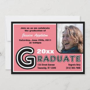 Bold Pink Photo Graduate Party Invitations