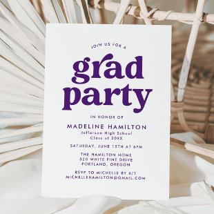 Bold Purple Typography Graduation Party Invitation